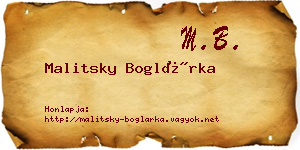 Malitsky Boglárka névjegykártya